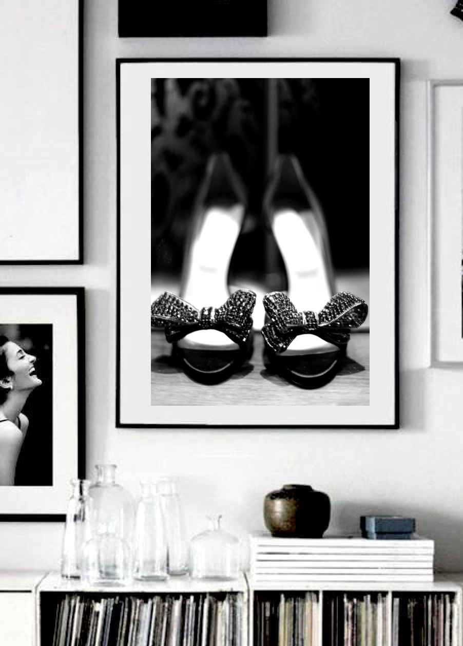 Dancing Shoes • Black & White Rhinestone High Heel Stilettos • Photography Print