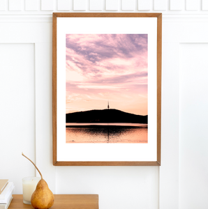 Black Mountain Pink Sunset Blush • Canberra Photography Print