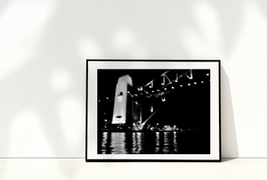 Harbour Nights • Sydney Harbour Bridge • Black & White Abstract Photography Print