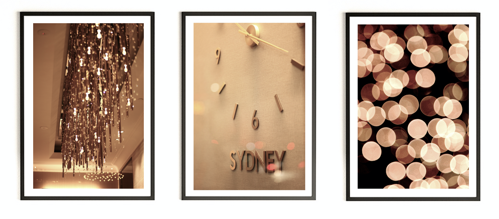 Clock Strikes Midnight - Set of Three Photography Prints - Sydney New Year's Eve Fireworks Artwork