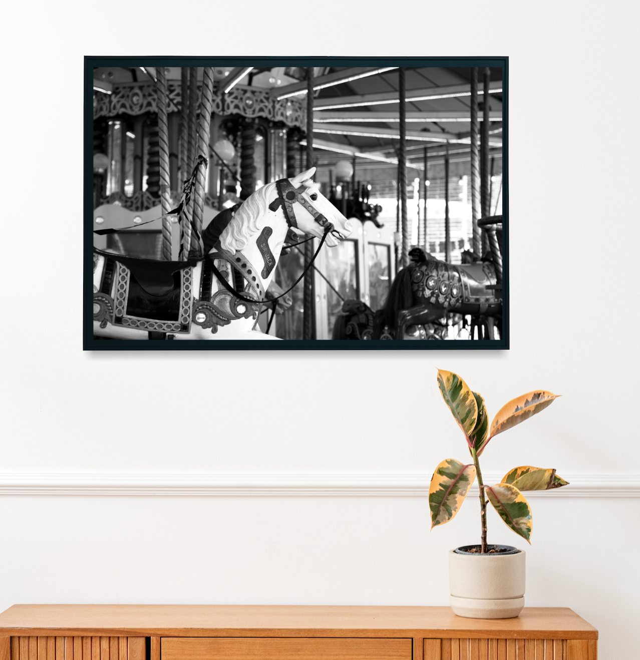 Merry Go Round • Canberra Carousel Black & White Photography Print Artwork