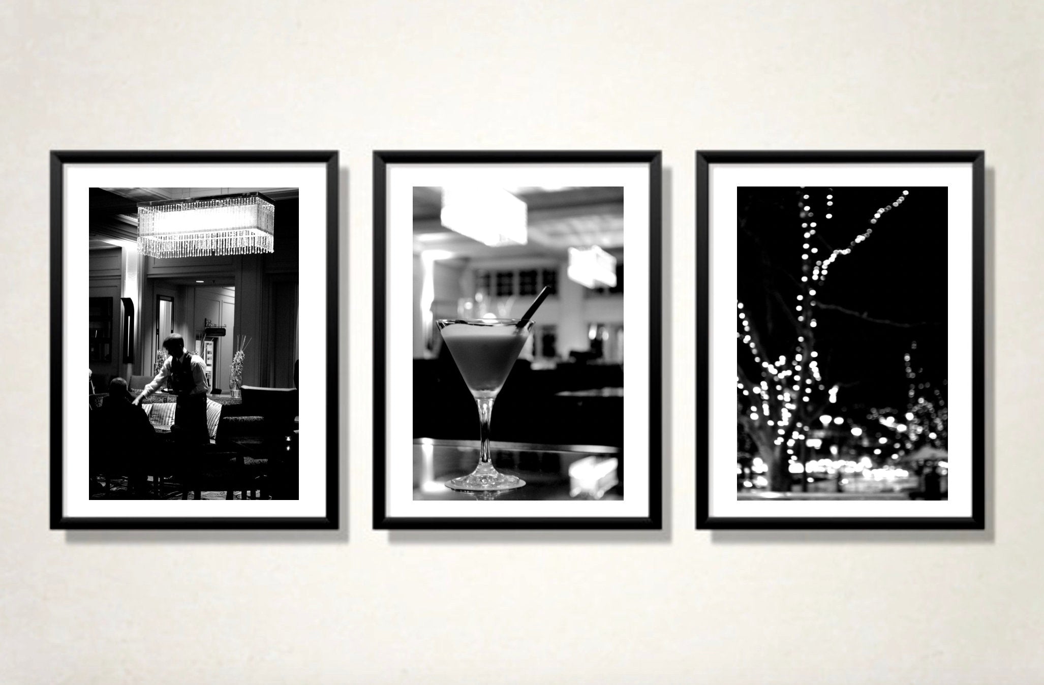 Speakeasy Cocktails • Black and White Canberra Set of Three Black & White Photography Fine Art Prints